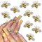 RODAKY 10Pcs Gold Bee Nail Art Charms, 3D Gold Alloy Jewelry Charm for DIY Nail Design Supplies for Women