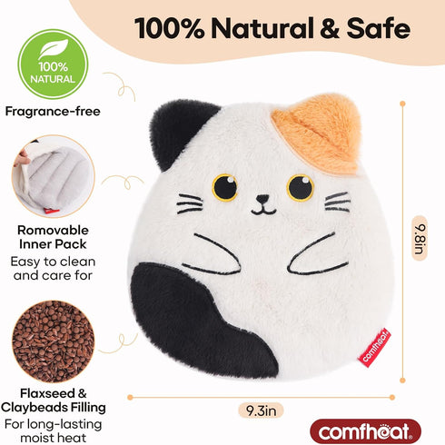 Pack Cat Microwave Heating Pad for Period Cramps, Moist Heat for Menstrual, Muscle Pain Relief Stuffed Animal Heating