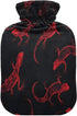 miaozhen 2L Black and Red Halloween Evil Geckoes Cute hot Water Bottle with Soft Cover hot Compress Bag for Arthritis