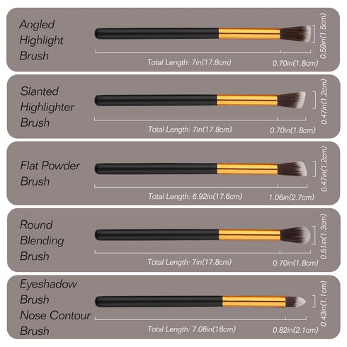 10pcs Premium Synthetic Mini Makeup Brush Set: Eyeshadow, Powder, Eyebrow, Eyeliner, Blush, Foundation & Concealer -