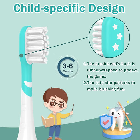 Kids Toothbrush Heads Compatible with Electric Philips Sonicare Handle, 8 Pack Green for Ages 3-7, Mini Brush Heads
