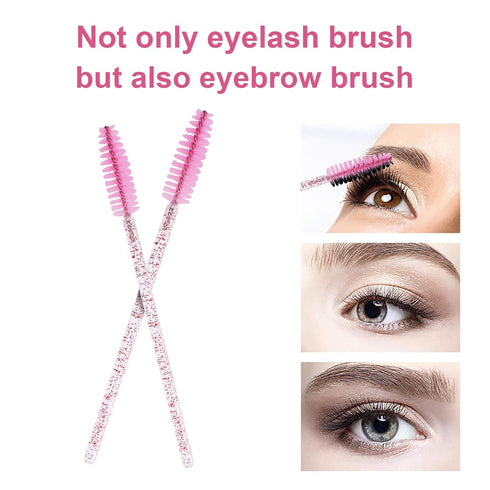 CHEFBEE 100PCS Disposable Eyelash Brush, Light Pink Mascara Wands Applicators Kits for Eyelash Extensions and Eyebrow