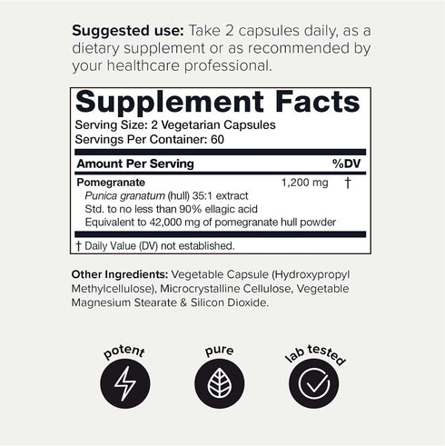 Toniiq 42,000mg 35x Concentrated Ultra High Strength Pomegranate Supplement - 90% Ellagic Acid - 2 Month Supply Capsules - Highly Concentrated Pomegranate Extract Vegetarian Capsules