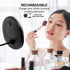 OVENTE 9'' Rechargeable Lighted Wall Mount Makeup Mirror, 1X Magnifying with 10X Mini Magnetic, Dimmable (Black)