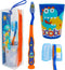 Dinosaurs 4-Piece Toothbrush Set for Kids, Travel Set with Toothbrush, Cap, Cup, and Carry Bag