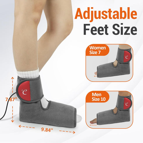 Comfytemp Foot Heating Pad for Plantar Fasciitis, Heated Ankle Wrap Foot Warmer with 3 Heat and Time Sets, FSA HSA