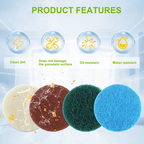 16pcs Electric Cleaning Brush Pad Set with Foam Pads and Heavy Duty Pads for Bosch Home/Garden Battery Cleaning