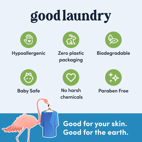 Detergent Sheets, Unscented (60 Loads) - Eco-Friendly, Hypoallergenic Laundry Detergent Sheets, No Plastic Waste