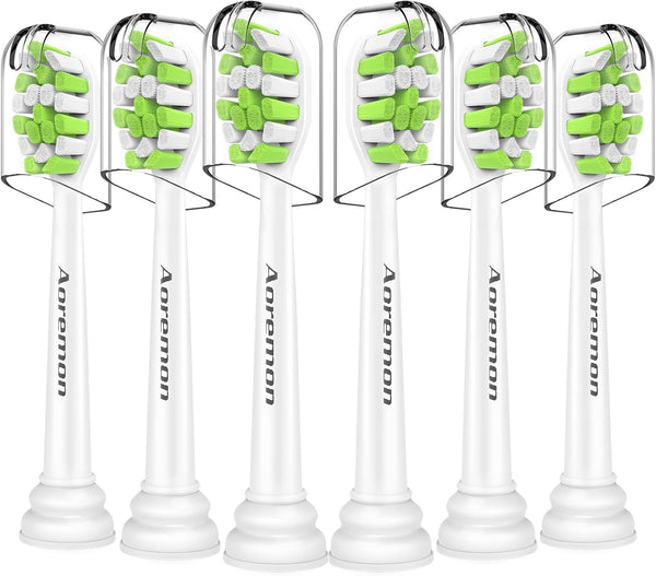 Aoremon Toothbrush Replacement Heads Compatible with Philips Sonicare DiamondClean, 6 Count, White