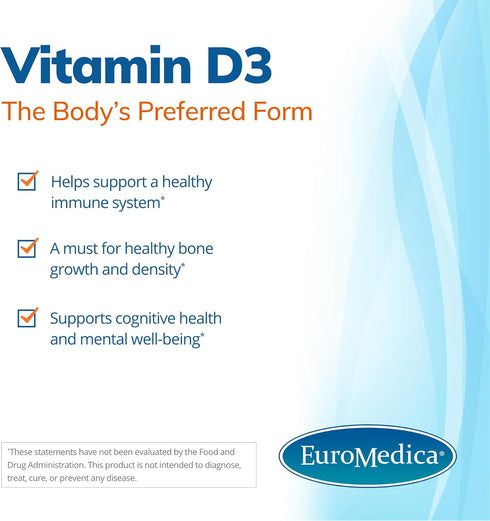 Euromedica Vitamin D3 5000 IU - 90 Chewable Tablets, Mixed Berry - Supports Overall Health, Strong Bones & Teeth + Immune System Function - 90 Servings