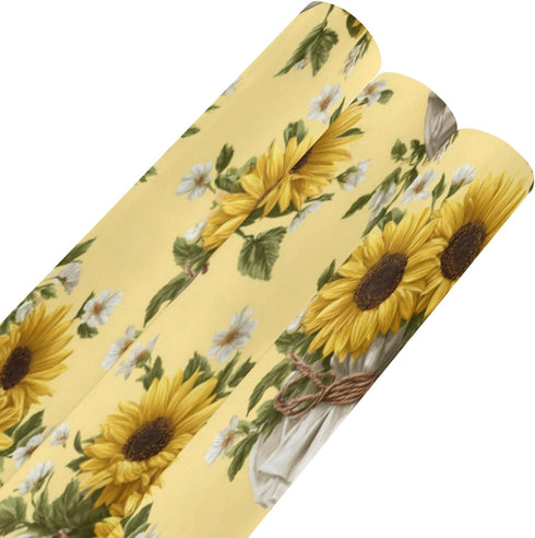 Showers58 23 inches,3 pnyoin Merry Christmas Wrapping Paper Roll,Spring Sunflowers and Bouquet Gift Wrap Perfect