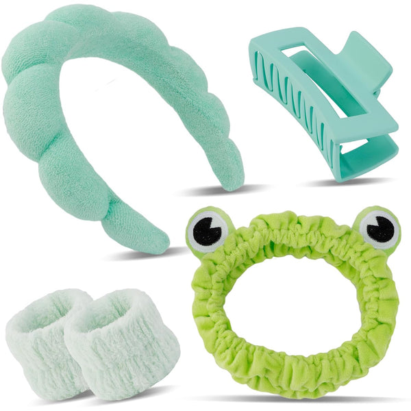 Canitor Spa Headband Wrist Bands Set - Cute Skincare Headband for Washing Face, Trendy Hair Accessories