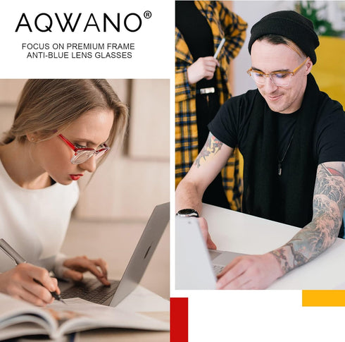 AQWANO 4 Pack Blue Light Filter Computer Reading Glasses for Men and Women