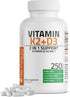 Bronson Vitamin K2 (MK7) with D3 Supplement - 5000 IU Vitamin D3 & 90 mcg Vitamin K2 MK-7, 250 Capsules