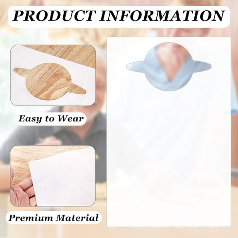 Ngdhkd 100 15 23.6 Inch Pcs Disposable Adult Bibs x Plastic White Disposable Bibs Single Use Dining Clothing Protectors