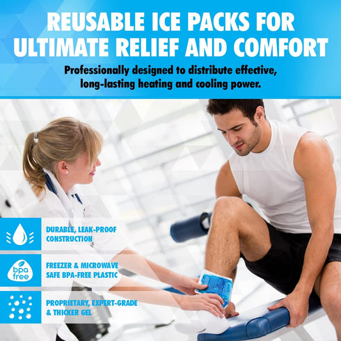 2 Pack Large Gel Ice Packs for Injuries, Reusable Hot Cold Compress, Soft Soothing Ice Packs, Alternative for Hot Water