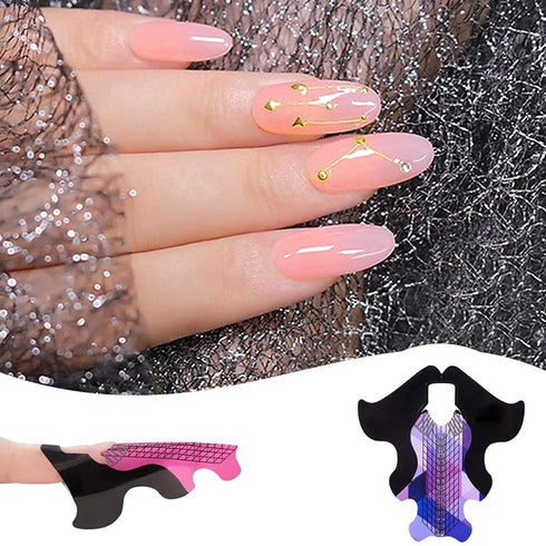 Tvoip 100Pcs Nail Forms Extension Tips Guide for French DIY Tool, Fish Acrylic UV Gel Nail Art Tools (Pink)