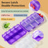 PILABEL 14-Compartment Travel Pill Organizer with Bulk Stickers & Labels - Small & Portable Daily Medicine Pharmacy