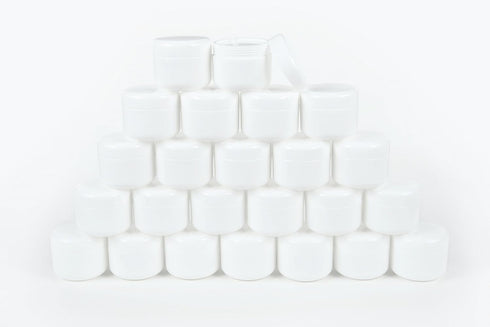 Vivaplex 24 White Cosmetic Jars, 2 oz with Liners and Dome Lids