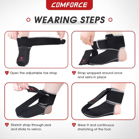 Plantar Fasciitis Night Splint Socks – Adjustable Brace for Foot Drop, Achilles Tendonitis, Heel Spur Pain Relief