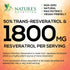 Resveratrol 1800mg - Extra Strength Trans-Resveratrol Supplement for Immune Support & Healthy Aging - 60 Capsules