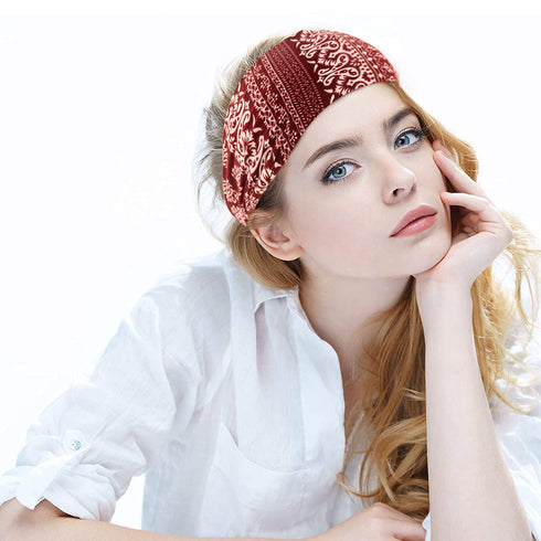Yeshan Wide Bandana Headbands for Women - Boho Bandeau Knot Hair Scarf Bands, Stretch Floral Printed Non-Slip Head Wraps