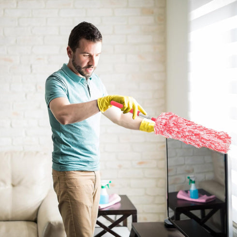 Mobestech Retractable Duster for Home and Car Cleaning, Mini Extendable Cleaning Tool with Electrostatic Duster