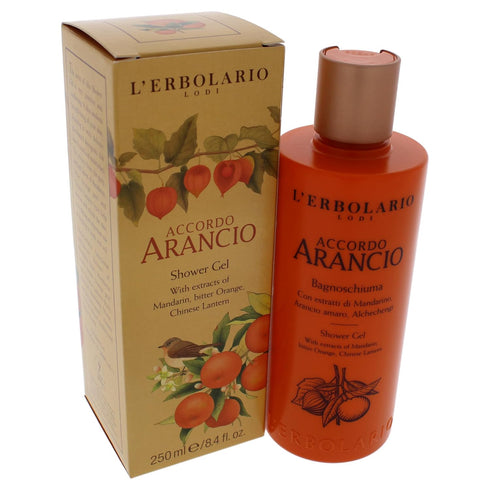 L'Erbolario Shower Gel, Moisturizing Body Wash with Plant Extracts, Citrus Scent, Accordo Arancio - 8.4 oz