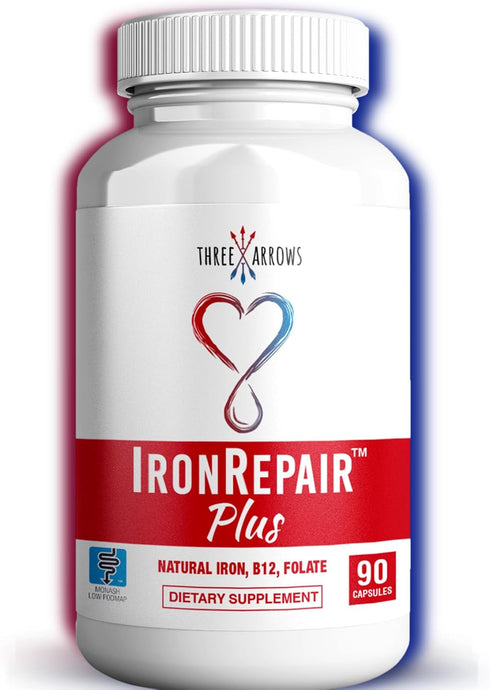 Iron Repair Plus Natural Iron Supplement - Best Absorption for Women, Men, Teens & Pregnancy with Methylated B-12, 90