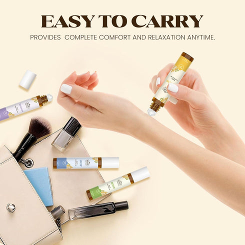 Set,Gifts Essential Oils Roll On for Mom & Wife (Calm, Relax, Breathe, Focus on, Sleep, Renew), Natural Aromatherapy