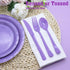 150 Piece Purple Plastic Silverware Set, Includes 50 Forks, 50 Spoons, and 50 Knives for Party Decorations