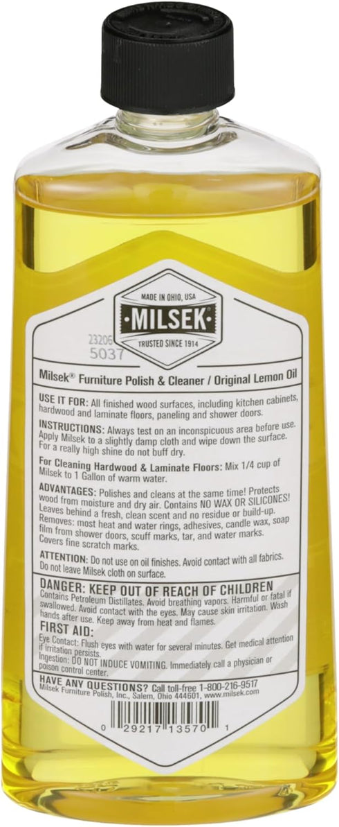 Milsek Furniture Polish & Wood Cleaner with Lemon Oil - 12 Fl Oz (Pack of 6) for Home Improvement