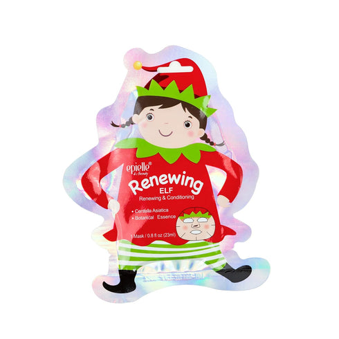 Epielle Christmas Holiday Character Sheet Mask Assortments - Santa, Reindeer, Snowman, Elf, 12pk for Spa Gifts