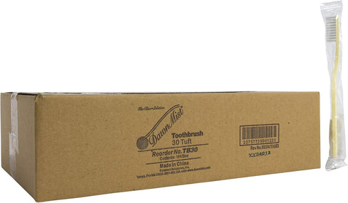 Disposable 30 Tuft Individually Wrapped Toothbrushes - Case of 144 - Dawnmist