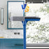 15.9" Window Squeegee for Car: 2 in 1 Window Cleaner with Long Stainless Steel Handle, Sponge for High Window Cleaning
