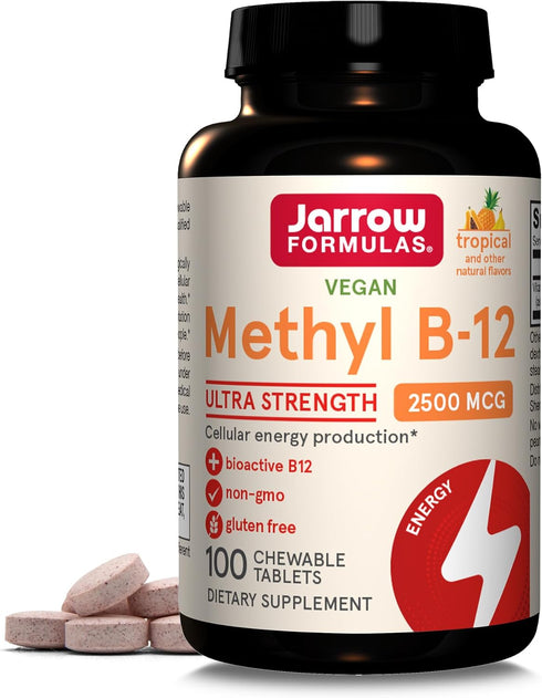 Jarrow Formulas Ultra Strength Methyl B-12 - Dietary Supplement for Cellular Energy, 100 Chewable Tablets