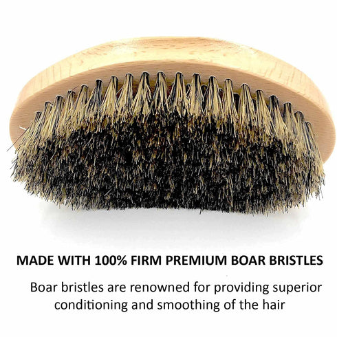 Parker Natural Boar Bristle Military Style Hair and Beard Brush with Genuine Beechwood Handle
