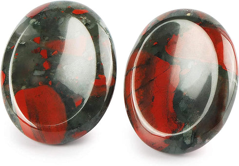 Africa Bloodstone Thumb Worry Stone by Artistone, Hand Carved Chakra Healing Crystal for Anxiety Relief, 2 inch