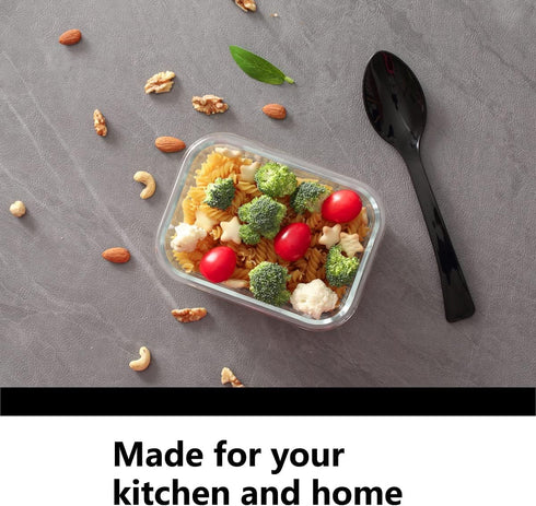 9 Inch Disposable Plastic Spoons - 60 Count Heavy Duty Serving Utensils, Food Safe, BPA Free, Black