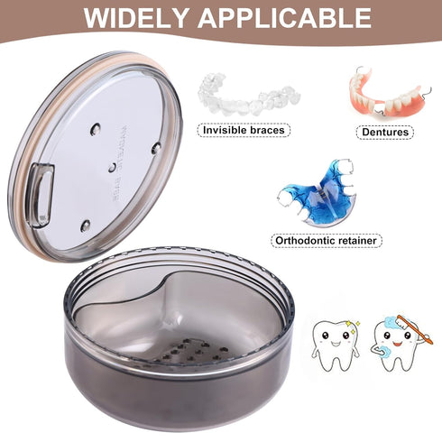 Double Layer Portable Retainer Case, 2 In 1 Multifunctional Cleaner for Orthodontic Retainers, Aligners, Night-Guard