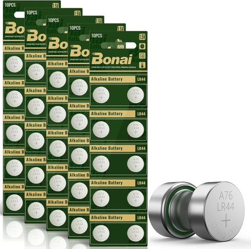 BONAI LR44 AG13 Batteries 1.5V Button Cell Battery (50 Count) - High Capacity Packaging Upgrade