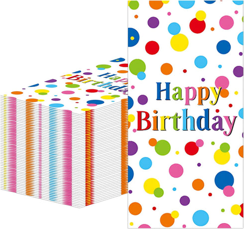 Muplaya 100 Pack Paper Towels Colorful Polka Dot Happy Birthday Disposable Napkins disposable
