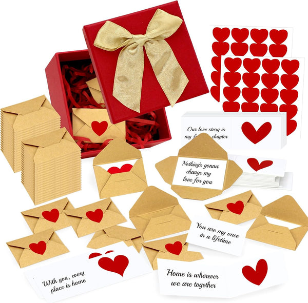 Rtisaeu 60 Mini Blank Love Notes and Envelopes for Him, Her, Wife, Husband,