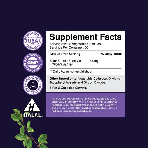 Cold Pressed Black Seed Oil Capsules - Vegan Nigella Sativa Black Cumin Seed Oil Capsules with Omega 3 6 9 Antioxidants and Thymoquinone for Hair Growth Immune Support Joint Health and Digestion