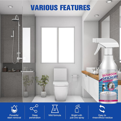 teqnizo 2PCS Stubborn Stains Cleaner, Bathroom Descaler Cleaner, Bathroom Foam Cleaner Spray, All-Purpose Descaler Foam