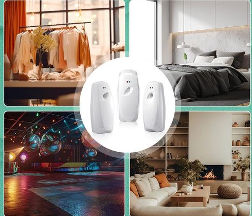 Automatic Air Freshener Spray Dispenser, Bathroom Restaurant Wall Mounted or Free Standing, White