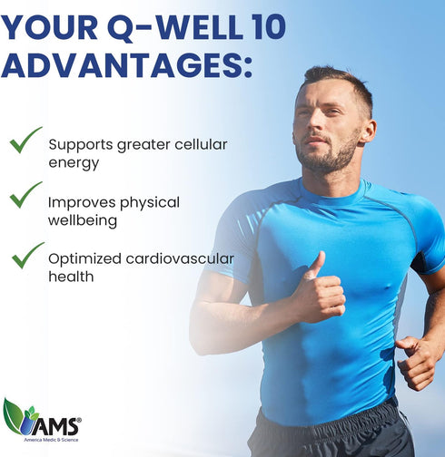Q-Well-10 (60 Count) CoQ10 200mg Q10 America Medic & Science | Softgels | Nutritional Supplement with Coenzyme