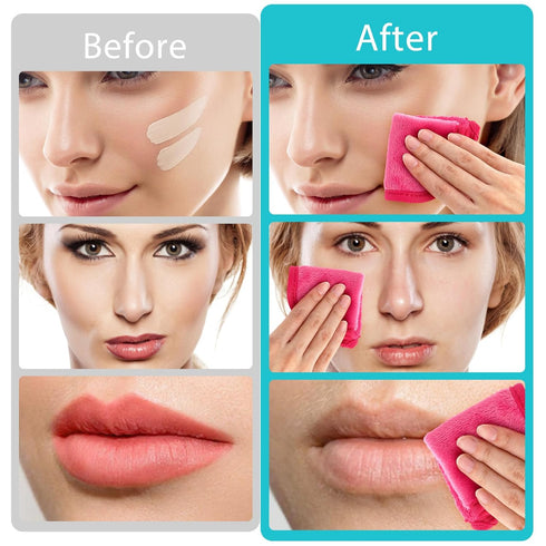 5PCS Makeup Remover Cloths, Microfiber Reusable Washcloths for Eye Skincare, Remove Cosmetic Rags for All Skin Types