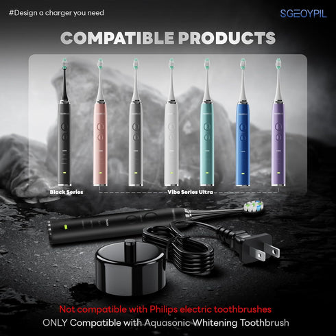 SGEOYPIL Electric Toothbrush Charger Base Compatible with AquaSonic Black/Vibe Series Tooth Brushes Replacement