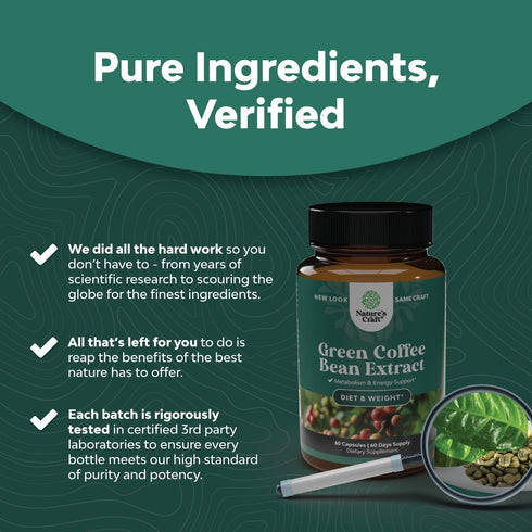 Green Coffee Bean Extract for Weight Loss, Natural Appetite Suppressant, Herbal Fat Burners for Women and Men